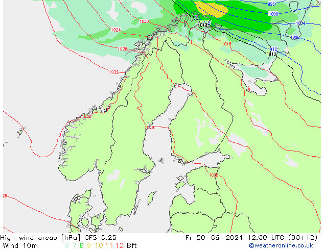 High wind areas GFS 0.25 пт 20.09.2024 12 UTC