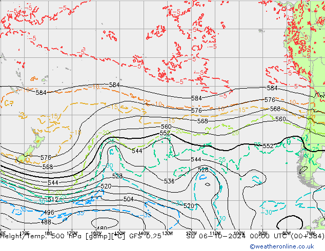 Z500/Regen(+SLP)/Z850 GFS 0.25 zo 06.10.2024 00 UTC