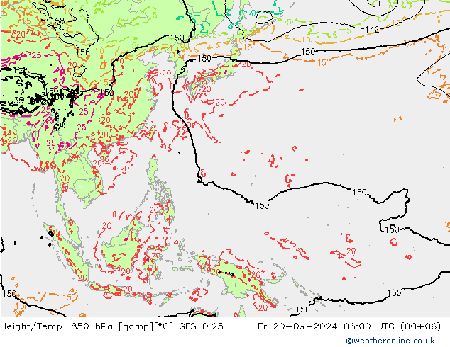 Z500/Rain (+SLP)/Z850 GFS 0.25 ven 20.09.2024 06 UTC