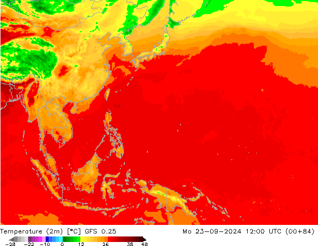 GFS 0.25: Po 23.09.2024 12 UTC