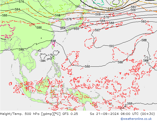 Z500/Rain (+SLP)/Z850 GFS 0.25 So 21.09.2024 06 UTC