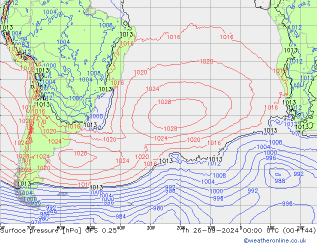 GFS 0.25: Čt 26.09.2024 00 UTC