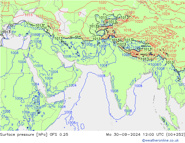 приземное давление GFS 0.25 пн 30.09.2024 12 UTC