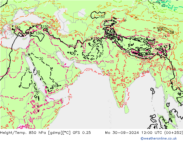 Z500/Rain (+SLP)/Z850 GFS 0.25 пн 30.09.2024 12 UTC