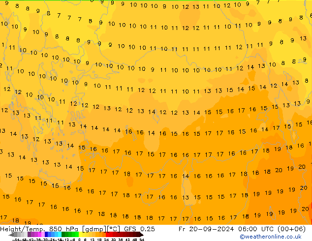 Z500/Rain (+SLP)/Z850 GFS 0.25 Fr 20.09.2024 06 UTC