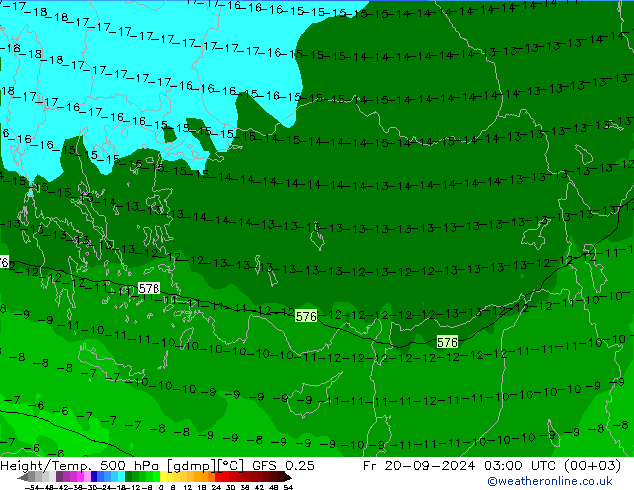 Z500/Yağmur (+YB)/Z850 GFS 0.25 Cu 20.09.2024 03 UTC