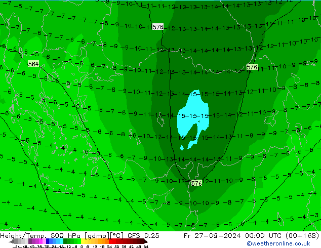 Z500/Rain (+SLP)/Z850 GFS 0.25 Fr 27.09.2024 00 UTC