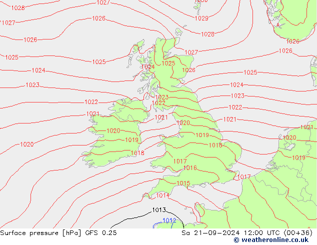 GFS 0.25: Sa 21.09.2024 12 UTC