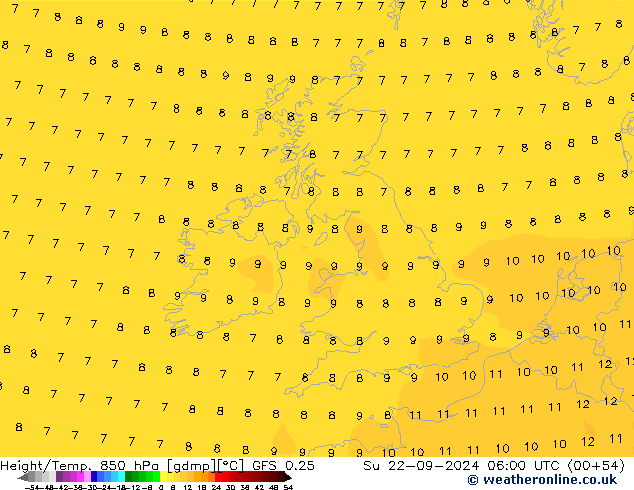 Z500/Rain (+SLP)/Z850 GFS 0.25 Su 22.09.2024 06 UTC