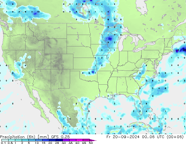 Z500/Rain (+SLP)/Z850 GFS 0.25 pt. 20.09.2024 06 UTC