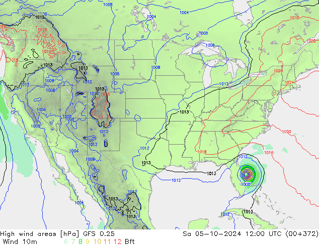 High wind areas GFS 0.25  05.10.2024 12 UTC