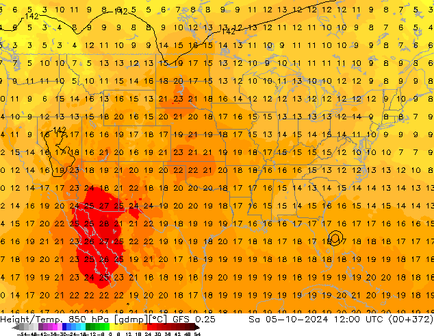 Z500/Rain (+SLP)/Z850 GFS 0.25 Sa 05.10.2024 12 UTC