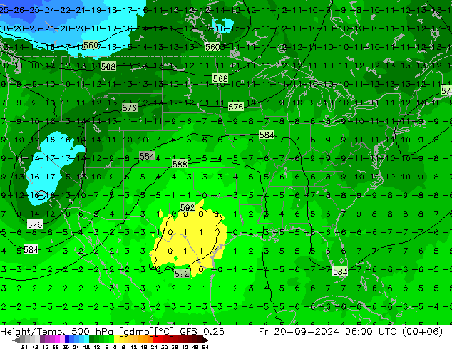 Z500/Rain (+SLP)/Z850 GFS 0.25 pt. 20.09.2024 06 UTC