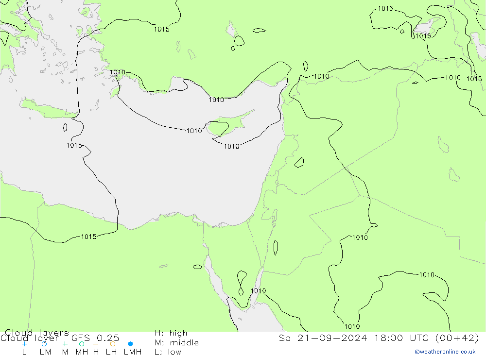 Chmura warstwa GFS 0.25 so. 21.09.2024 18 UTC