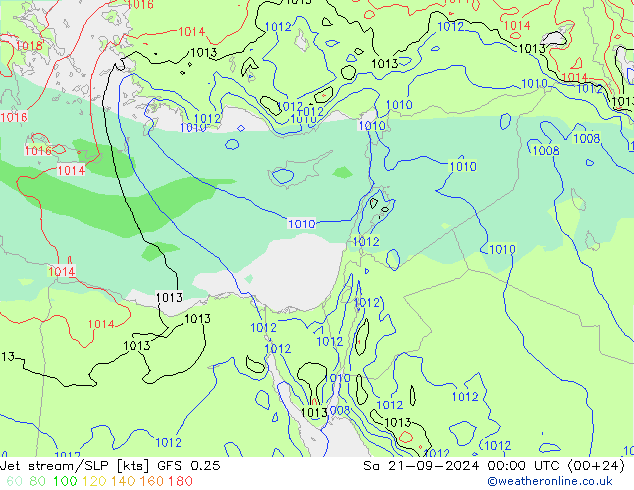 Jet stream GFS 0.25 Sáb 21.09.2024 00 UTC