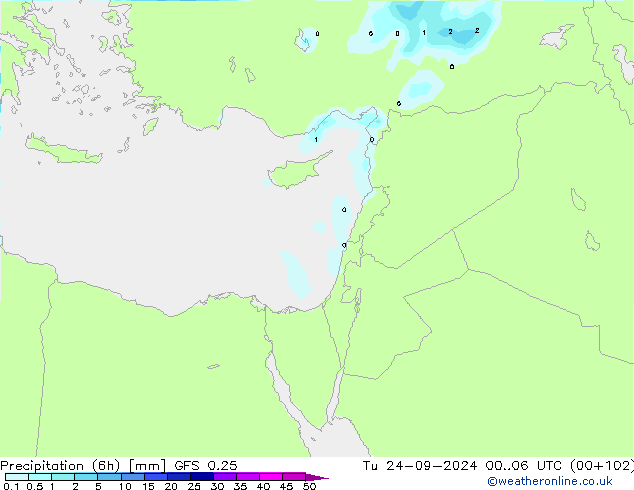 Z500/Yağmur (+YB)/Z850 GFS 0.25 Sa 24.09.2024 06 UTC