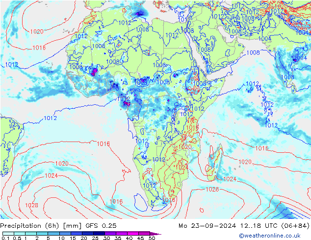 Z500/Rain (+SLP)/Z850 GFS 0.25  23.09.2024 18 UTC