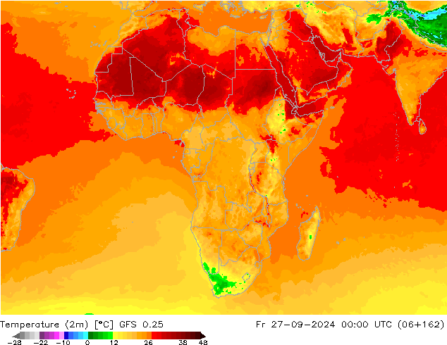 карта температуры GFS 0.25 пт 27.09.2024 00 UTC