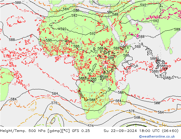 Height/Temp. 500 hPa GFS 0.25 Su 22.09.2024 18 UTC