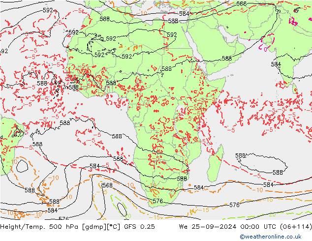 Z500/Rain (+SLP)/Z850 GFS 0.25 We 25.09.2024 00 UTC