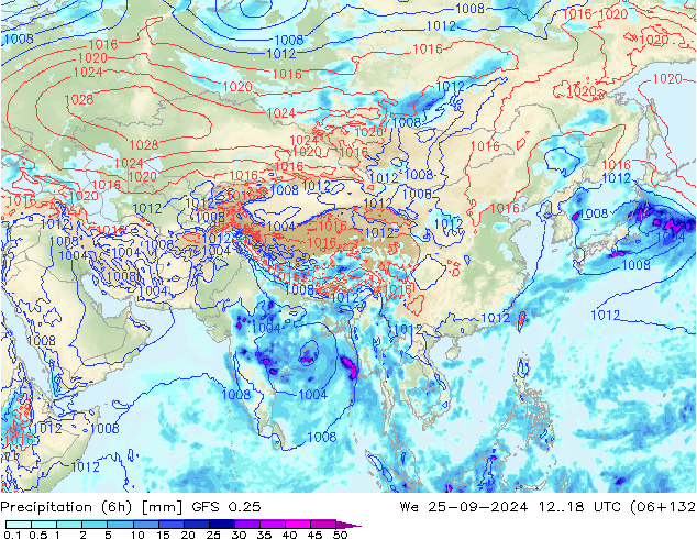 Z500/Rain (+SLP)/Z850 GFS 0.25 We 25.09.2024 18 UTC