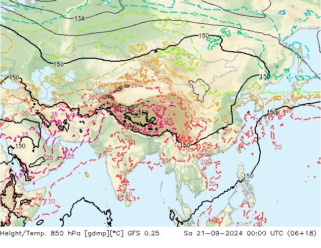 Z500/Rain (+SLP)/Z850 GFS 0.25 Sa 21.09.2024 00 UTC