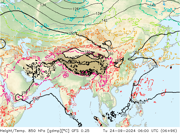 Z500/Rain (+SLP)/Z850 GFS 0.25  24.09.2024 06 UTC