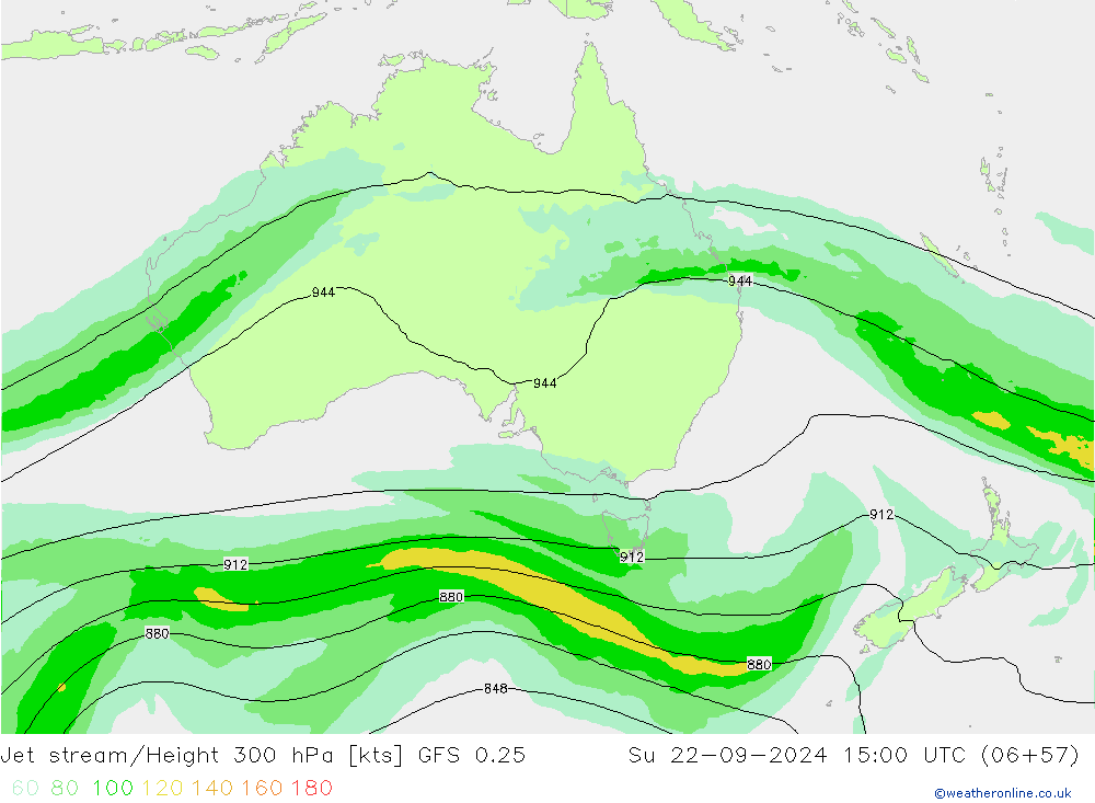 Jet stream/Height 300 hPa GFS 0.25 Su 22.09.2024 15 UTC