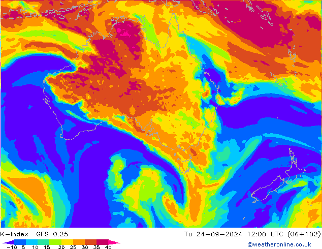 K-Index GFS 0.25  24.09.2024 12 UTC