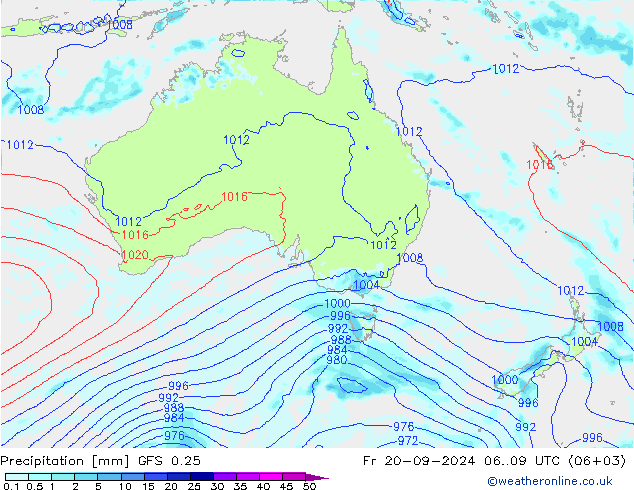 precipitação GFS 0.25 Sex 20.09.2024 09 UTC