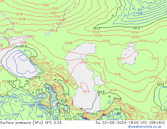 GFS 0.25: Dom 22.09.2024 18 UTC