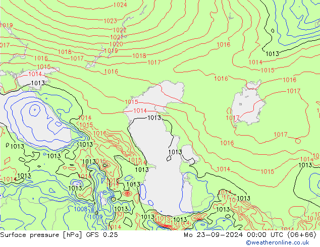 GFS 0.25: lun 23.09.2024 00 UTC