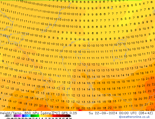 Z500/Regen(+SLP)/Z850 GFS 0.25 zo 22.09.2024 00 UTC