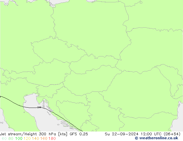 Jet stream/Height 300 hPa GFS 0.25 Su 22.09.2024 12 UTC