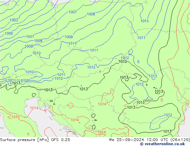 GFS 0.25: wo 25.09.2024 12 UTC