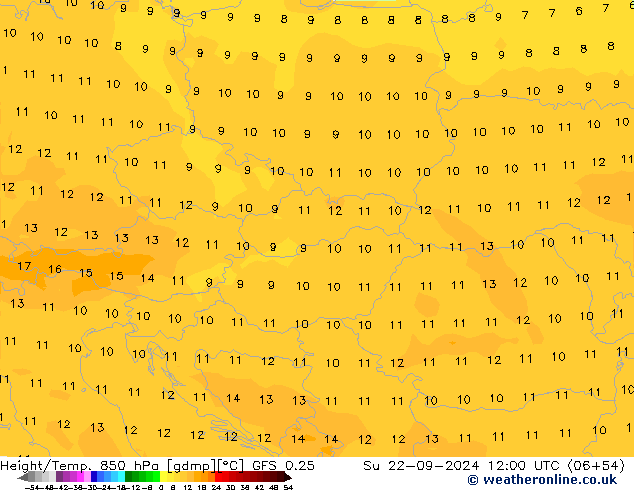 Z500/Rain (+SLP)/Z850 GFS 0.25  22.09.2024 12 UTC