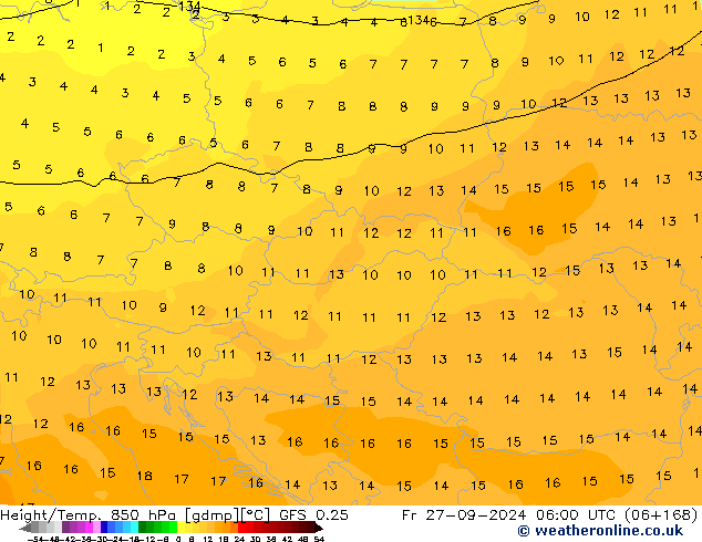 Z500/Rain (+SLP)/Z850 GFS 0.25 Sex 27.09.2024 06 UTC