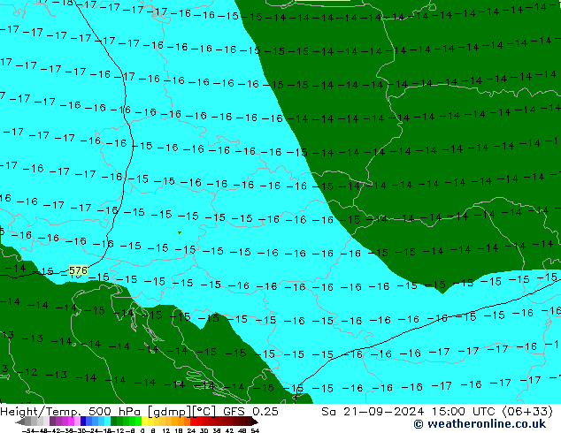 Z500/Rain (+SLP)/Z850 GFS 0.25  21.09.2024 15 UTC