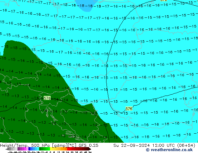 Z500/Rain (+SLP)/Z850 GFS 0.25 dom 22.09.2024 12 UTC