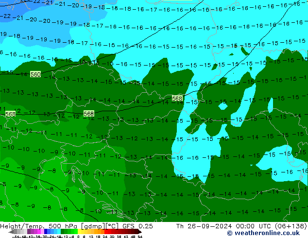 Height/Temp. 500 hPa GFS 0.25  26.09.2024 00 UTC