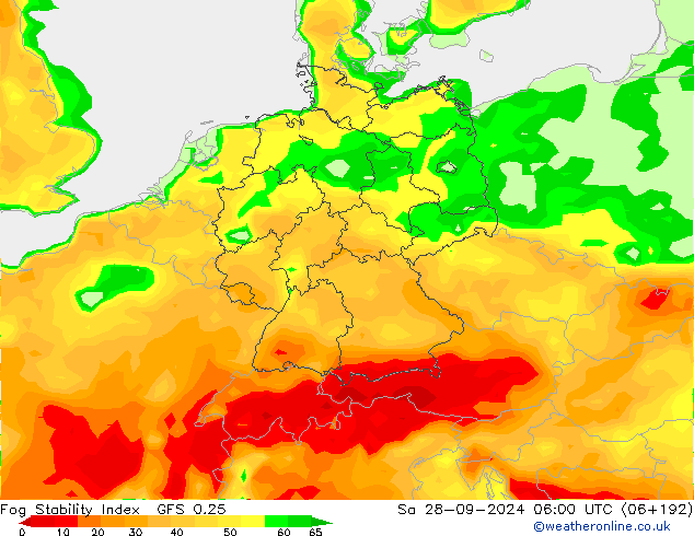 Fog Stability Index GFS 0.25 sam 28.09.2024 06 UTC