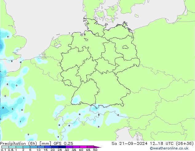 Z500/Rain (+SLP)/Z850 GFS 0.25 sam 21.09.2024 18 UTC