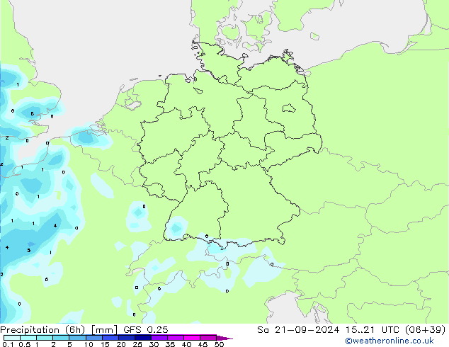 Z500/Rain (+SLP)/Z850 GFS 0.25 sam 21.09.2024 21 UTC