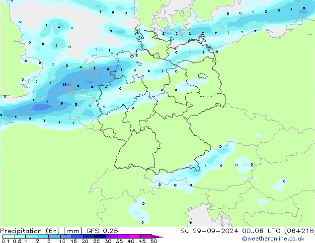 Z500/Rain (+SLP)/Z850 GFS 0.25 Su 29.09.2024 06 UTC