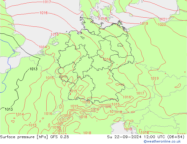 Surface pressure GFS 0.25 Su 22.09.2024 12 UTC