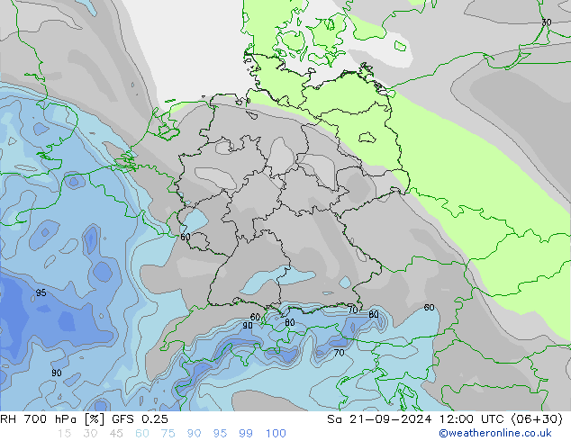 RH 700 hPa GFS 0.25  21.09.2024 12 UTC