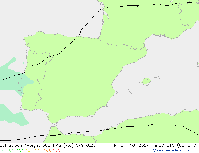 Prąd strumieniowy GFS 0.25 pt. 04.10.2024 18 UTC