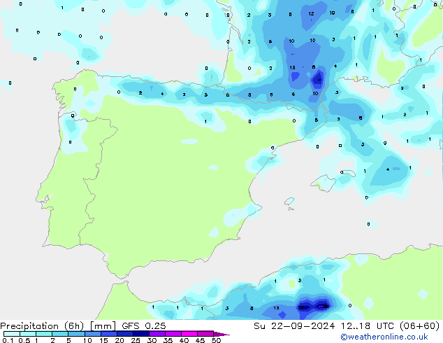 Z500/Regen(+SLP)/Z850 GFS 0.25 zo 22.09.2024 18 UTC