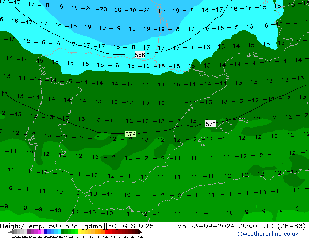 Z500/Rain (+SLP)/Z850 GFS 0.25 Po 23.09.2024 00 UTC