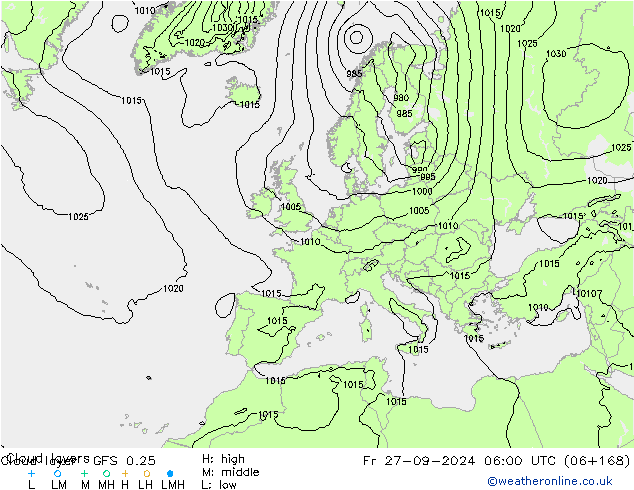 Cloud layer GFS 0.25 Fr 27.09.2024 06 UTC